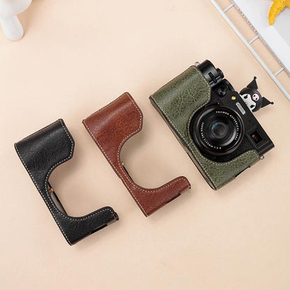 For FUJIFILM X100VI Buffalo Texture PU Leather Camera Half Case Base(Coffee) by bashfashion
