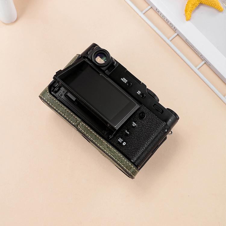 For FUJIFILM X100VI Buffalo Texture PU Leather Camera Half Case Base(Black) by bashfashion