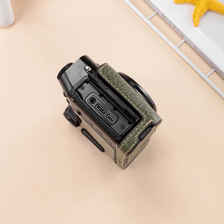 For FUJIFILM X100VI Buffalo Texture PU Leather Camera Half Case Base(Black) by bashfashion