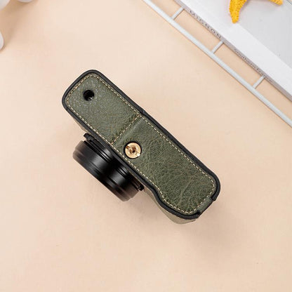 For FUJIFILM X100VI Buffalo Texture PU Leather Camera Half Case Base with Shoulder Strap(Coffee) by bashfashion