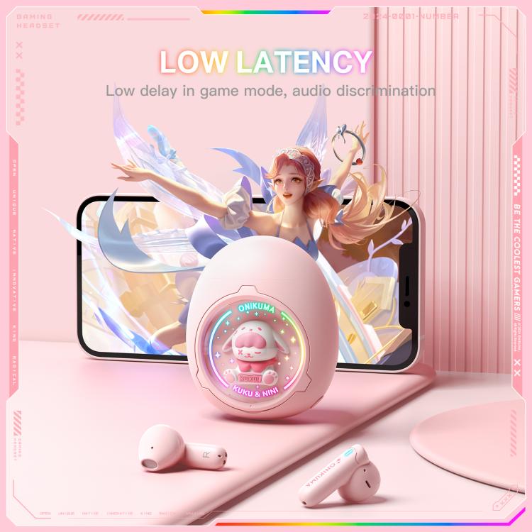 ONIKUMA T302 RGB Cute Unique Doll BT 5.4 Wireless Earphones(Pink) by ONIKUMA