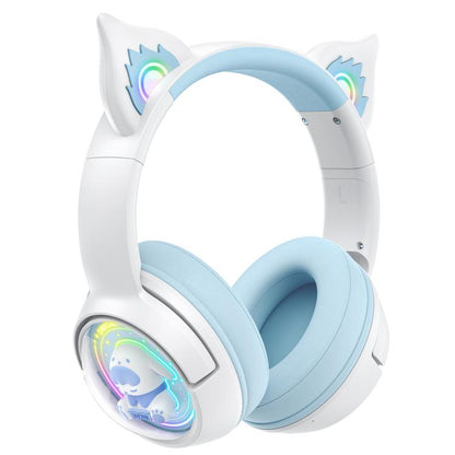 ONIKUMA B5 RGB BT / Wired / 2.4G Fox Shaped Headphones(White Blue) by ONIKUMA
