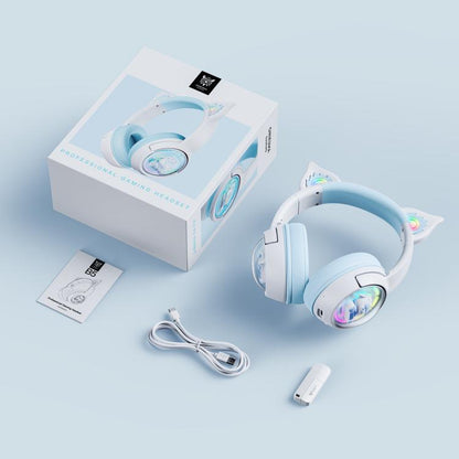 ONIKUMA B5 RGB BT / Wired / 2.4G Fox Shaped Headphones(White Blue) by ONIKUMA