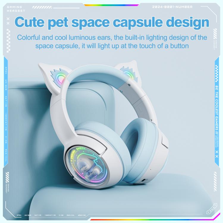 ONIKUMA B5 RGB BT / Wired / 2.4G Fox Shaped Headphones(White Blue) by ONIKUMA