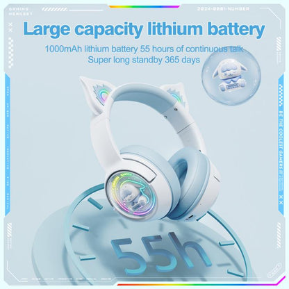 ONIKUMA B5 RGB BT / Wired / 2.4G Fox Shaped Headphones(White Blue) by ONIKUMA