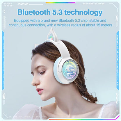 ONIKUMA B5 RGB BT / Wired / 2.4G Fox Shaped Headphones(White Blue) by ONIKUMA