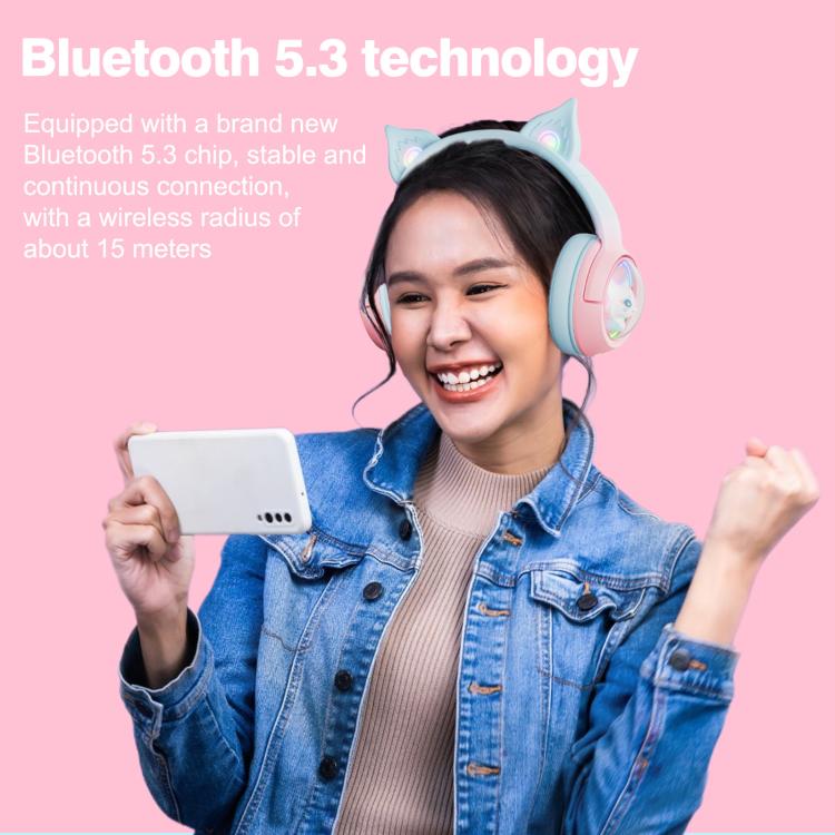 ONIKUMA B5 RGB BT / Wired / 2.4G Fox Shaped Headphones(Pink Blue) by ONIKUMA