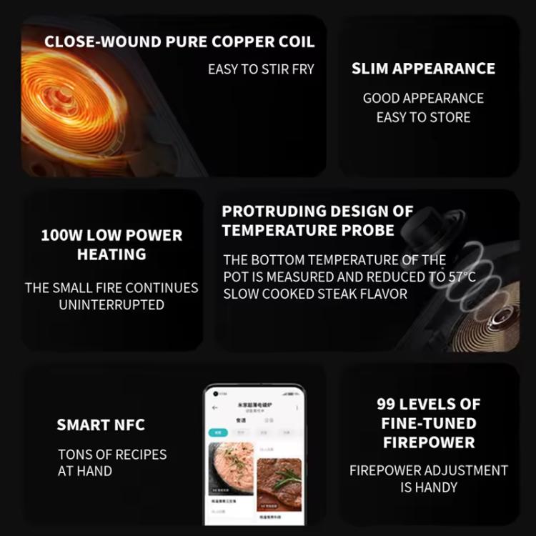 Original Xiaomi Mijia Smart Ultra-thin Induction Cooker 2100W Home Induction Cooker(US Plug) by Xiaomi