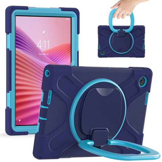 For Lenovo Tab 10.1 2025 / ZhaoYang K10c Silicone Hybrid PC Tablet Case with Holder & Shoulder Strap(Navy Blue Blue) by bashfashion