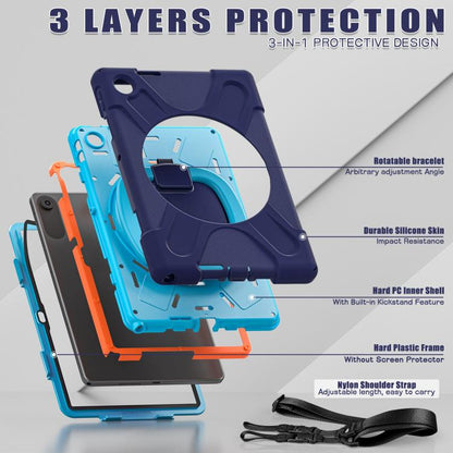 For Lenovo Tab 10.1 2025 / ZhaoYang K10c Silicone Hybrid PC Tablet Case with Holder & Shoulder Strap(Navy Blue Blue) by bashfashion