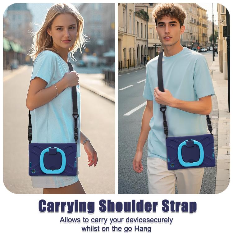 For Lenovo Tab 10.1 2025 / ZhaoYang K10c Silicone Hybrid PC Tablet Case with Holder & Shoulder Strap(Navy Blue Blue) by bashfashion