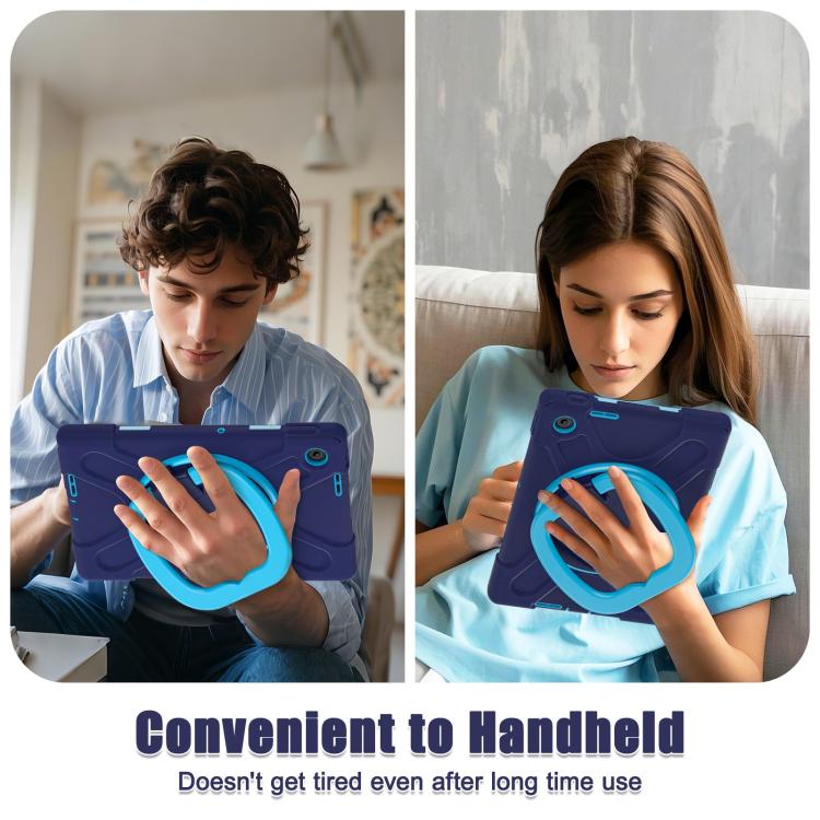 For Lenovo Tab 10.1 2025 / ZhaoYang K10c Silicone Hybrid PC Tablet Case with Holder & Shoulder Strap(Navy Blue Blue) by bashfashion