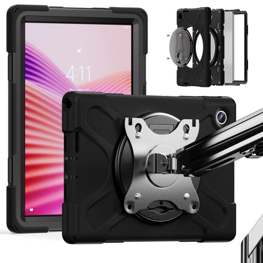 For Lenovo Tab 10.1 2025 / ZhaoYang K10c Silicone Hybrid PC Tablet Case with Shoulder Strap(Black) by bashfashion