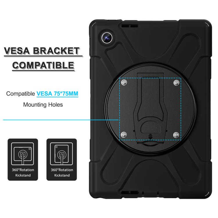 For Lenovo Tab 10.1 2025 / ZhaoYang K10c Silicone Hybrid PC Tablet Case with Shoulder Strap(Black) by bashfashion