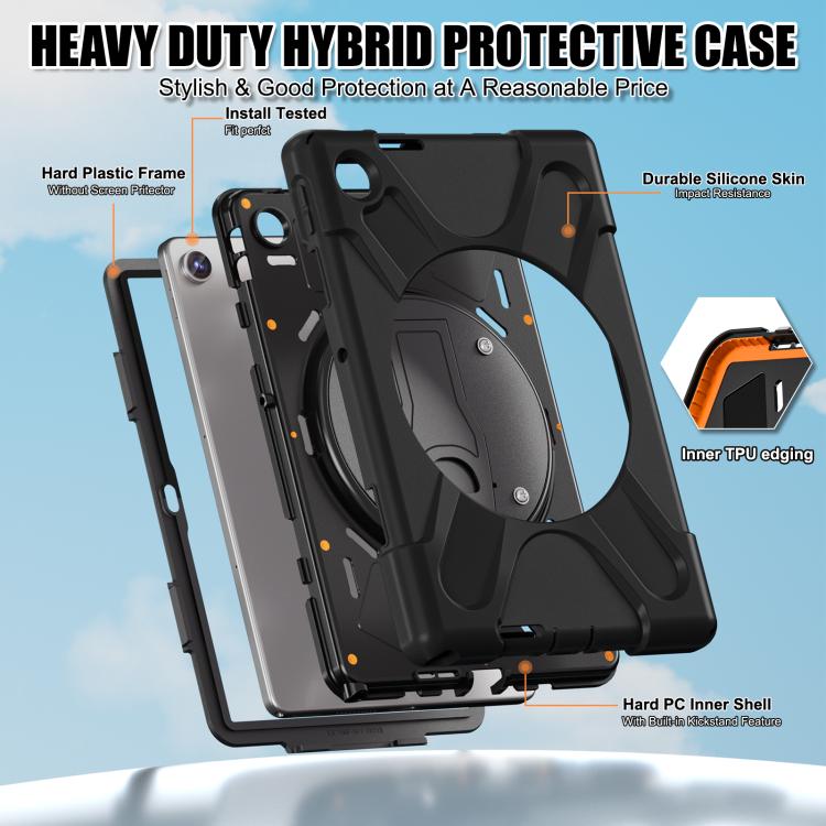 For Lenovo Tab 10.1 2025 / ZhaoYang K10c Silicone Hybrid PC Tablet Case with Shoulder Strap(Black) by bashfashion