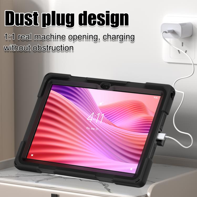 For Lenovo Tab 10.1 2025 / ZhaoYang K10c Silicone Hybrid PC Tablet Case with Shoulder Strap(Black) by bashfashion