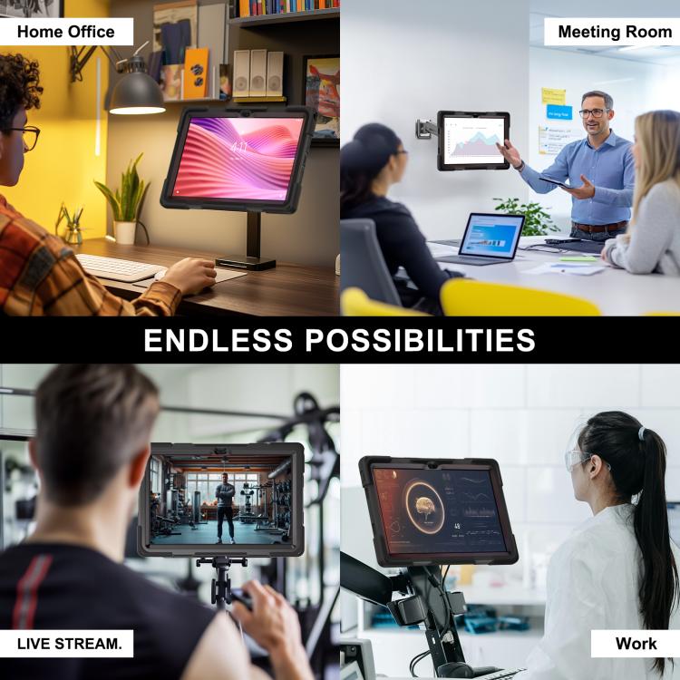 For Lenovo Tab 10.1 2025 / ZhaoYang K10c Silicone Hybrid PC Tablet Case with Shoulder Strap(Black) by bashfashion