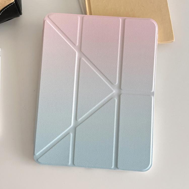 For iPad 2025 / 2022 Rainbow Gradient Y-Fold Holder Leather Tablet Case(Gradient Pink) by bashfashion