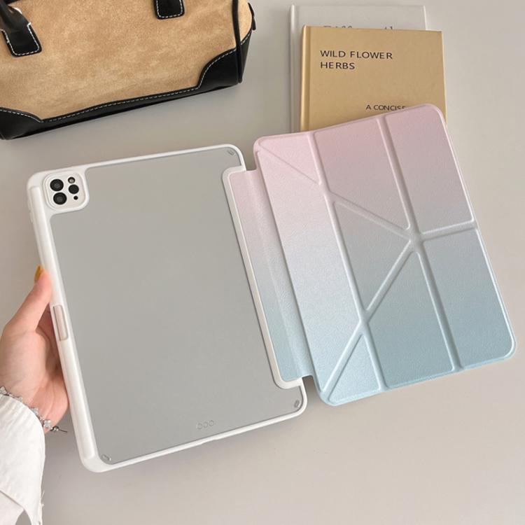 For iPad 2025 / 2022 Rainbow Gradient Y-Fold Holder Leather Tablet Case(Gradient Pink) by bashfashion
