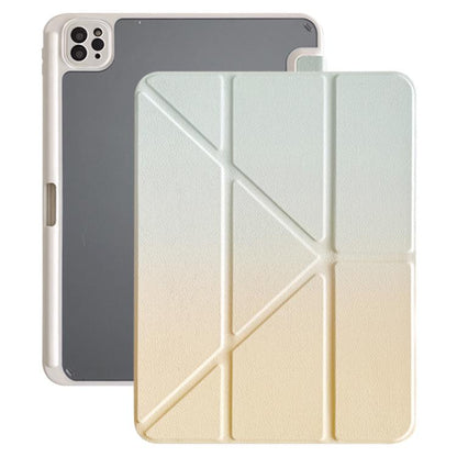 For iPad Air 13 2025 / 2024 Rainbow Gradient Y-Fold Holder Leather Tablet Case(Gradient Yellow) by bashfashion