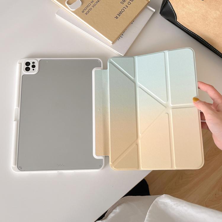 For iPad Air 13 2025 / 2024 Rainbow Gradient Y-Fold Holder Leather Tablet Case(Gradient Yellow) by bashfashion