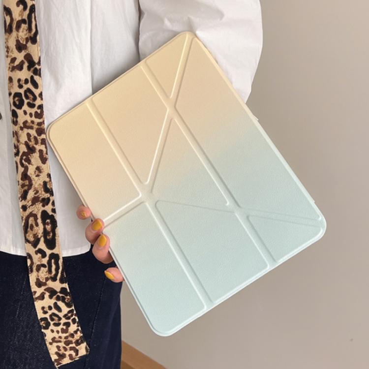 For iPad Air 13 2025 / 2024 Rainbow Gradient Y-Fold Holder Leather Tablet Case(Gradient Yellow) by bashfashion