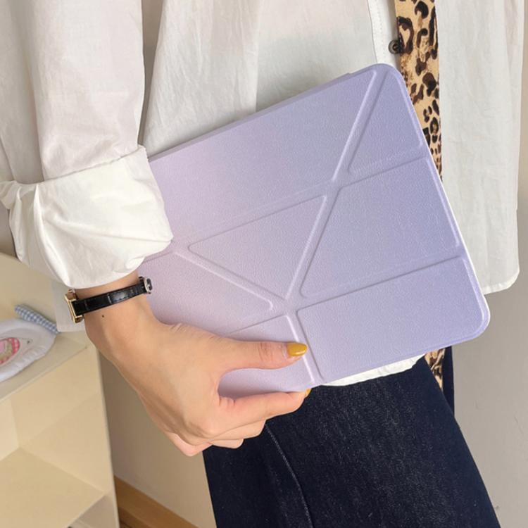 For iPad Pro 13 2025 / 2024 Rainbow Gradient Y-Fold Holder Leather Tablet Case(Gradient Purple) by bashfashion