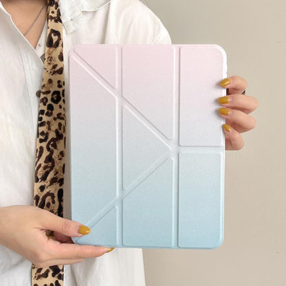 For iPad Pro 11 2025 / 2024 Rainbow Gradient Y-Fold Holder Leather Tablet Case(Gradient Pink) by bashfashion