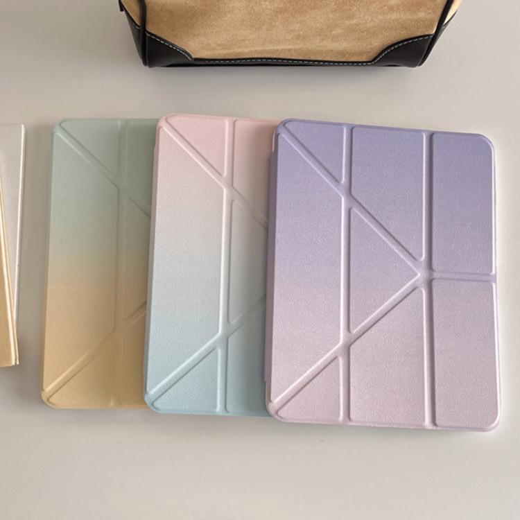 For iPad 2025 / 2022 Rainbow Gradient Y-Fold Holder Leather Tablet Case(Gradient Pink) by bashfashion