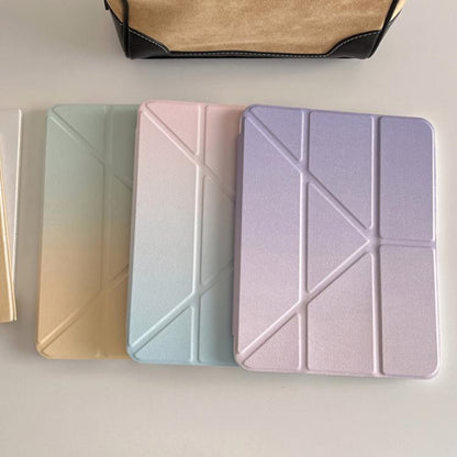 For iPad Pro 11 2025 / 2024 Rainbow Gradient Y-Fold Holder Leather Tablet Case(Gradient Pink) by bashfashion