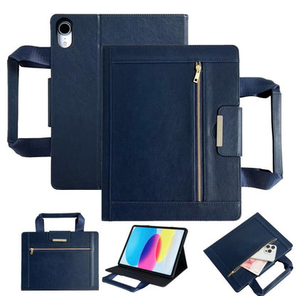 For iPad 2025 / 2022 Zipper Handle Retro Smart Leather Tablet Case(Royal Blue) by bashfashion