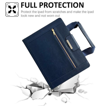 For iPad 2025 / 2022 Zipper Handle Retro Smart Leather Tablet Case(Royal Blue) by bashfashion