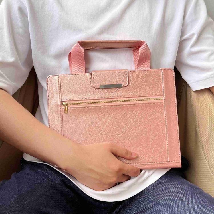 For iPad Air 11 2025 / 2024 Zipper Handle Retro Smart Leather Tablet Case(Rose Gold) by bashfashion