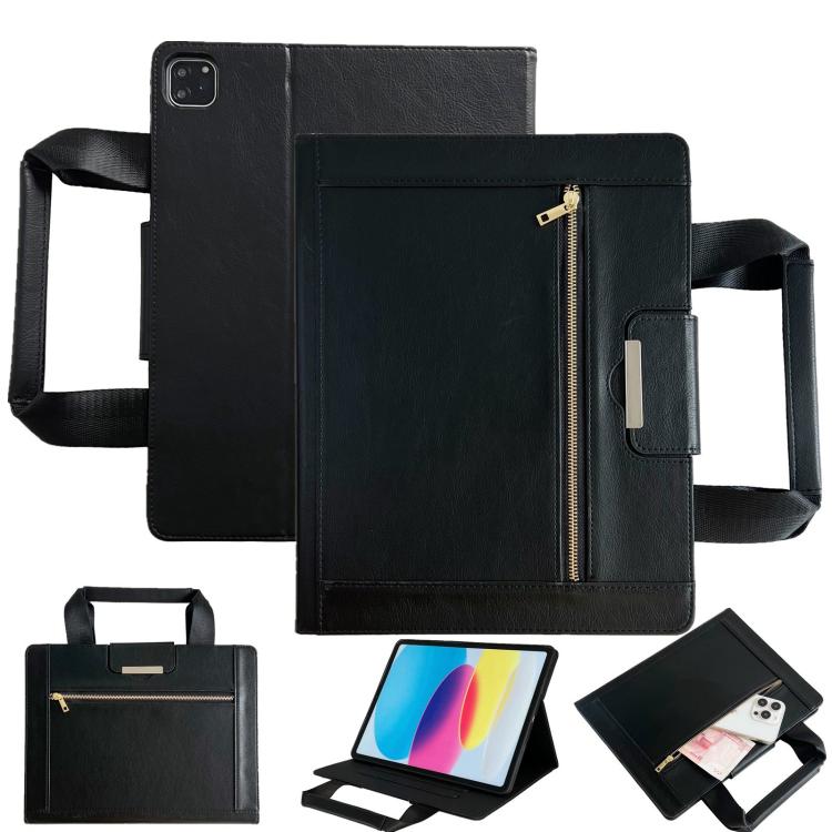 For iPad Air 13 2025 / 2024 Zipper Handle Retro Smart Leather Tablet Case(Black) by bashfashion