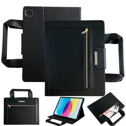 For iPad Air 13 2025 / 2024 Zipper Handle Retro Smart Leather Tablet Case(Black) by bashfashion