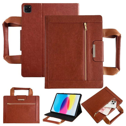 For iPad Pro 13 2025 / 2024 Zipper Handle Retro Smart Leather Tablet Case(Brown) by bashfashion