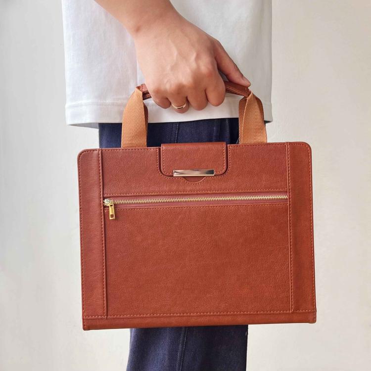 For iPad Pro 13 2025 / 2024 Zipper Handle Retro Smart Leather Tablet Case(Brown) by bashfashion