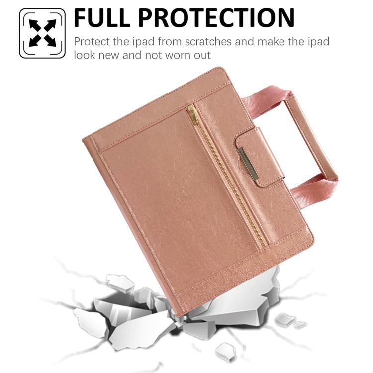 For iPad Pro 11 2025 / 2024 Zipper Handle Retro Smart Leather Tablet Case(Rose Gold) by bashfashion