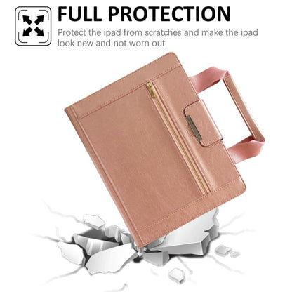 For iPad Pro 11 2025 / 2024 Zipper Handle Retro Smart Leather Tablet Case(Rose Gold) by bashfashion