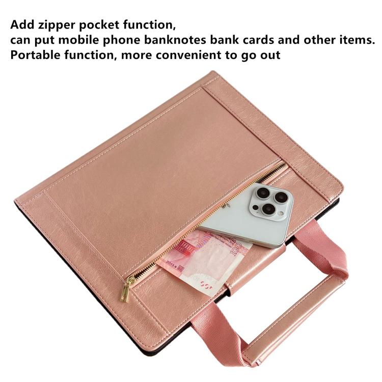 For iPad Pro 11 2025 / 2024 Zipper Handle Retro Smart Leather Tablet Case(Rose Gold) by bashfashion