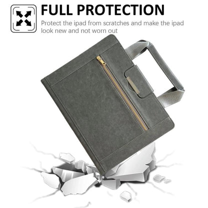 For iPad 10.2 2021 / 2020 / 2019 Zipper Handle Retro Smart Leather Tablet Case(Grey) by bashfashion