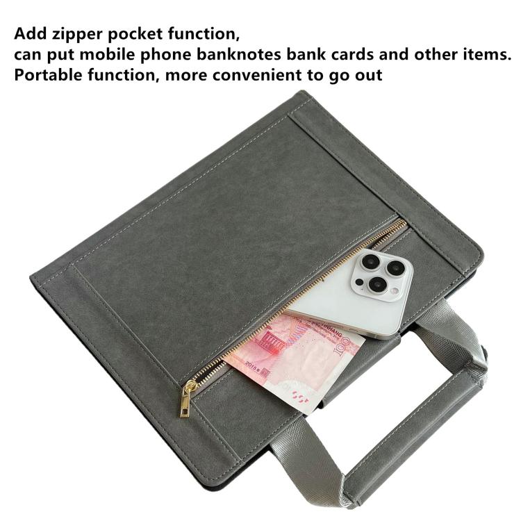 For iPad 10.2 2021 / 2020 / 2019 Zipper Handle Retro Smart Leather Tablet Case(Grey) by bashfashion