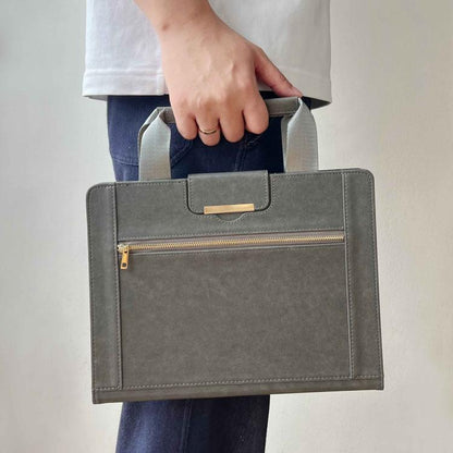 For iPad 10.2 2021 / 2020 / 2019 Zipper Handle Retro Smart Leather Tablet Case(Grey) by bashfashion