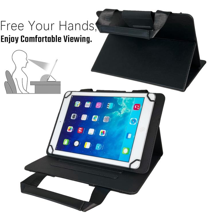 7-8 inch Zipper Handle Retro Leather Tablet Case(Black) by bashfashion