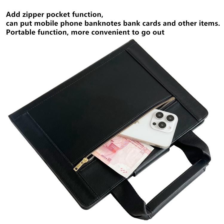 7-8 inch Zipper Handle Retro Leather Tablet Case(Black) by bashfashion