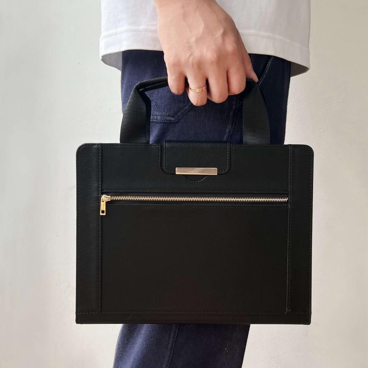 7-8 inch Zipper Handle Retro Leather Tablet Case(Black) by bashfashion