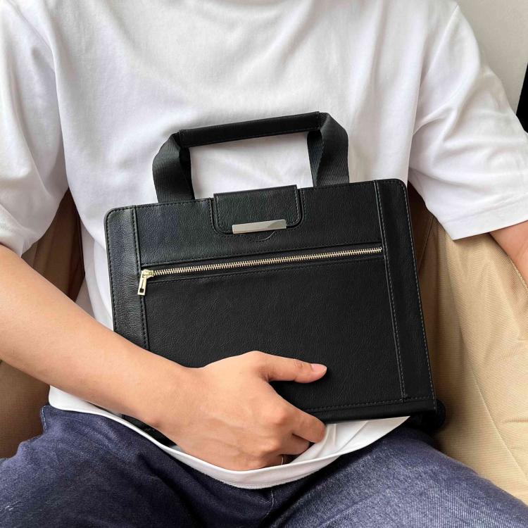 7-8 inch Zipper Handle Retro Leather Tablet Case(Black) by bashfashion