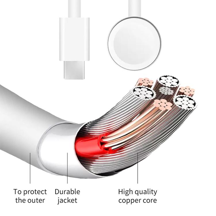 For Apple Watch Series xDfind Magnetic Fast Charger Charging Cable, Type-C Port, Length: 1m(White) by xDfind