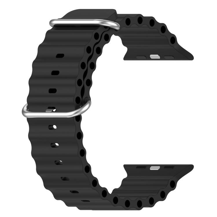 For Apple Watch 46mm / 49mm / 45mm / 44mm xDfind Ocean Silicone Watch Band(Black) by xDfind