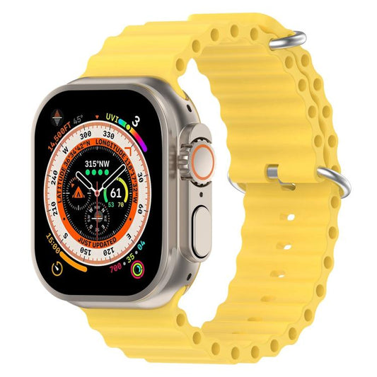 For Apple Watch 46mm / 49mm / 45mm / 44mm xDfind Ocean Silicone Watch Band(Yellow) by xDfind